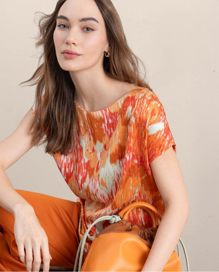 ﻿surkana Camiseta satinada estampada Multi