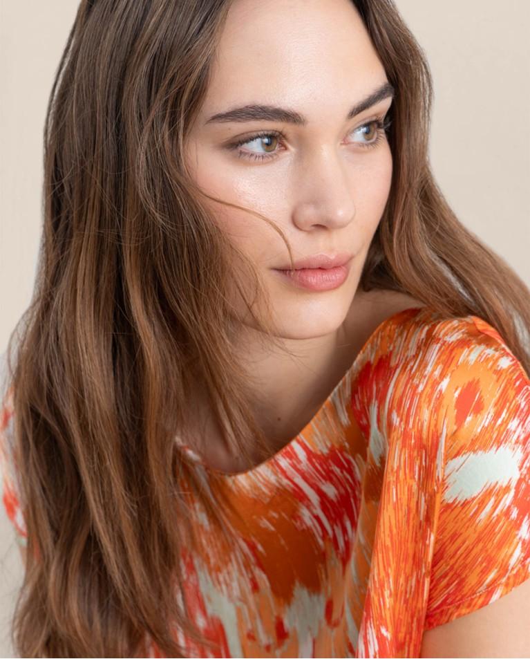 ﻿surkana Camiseta satinada estampada Multi Superdescuento