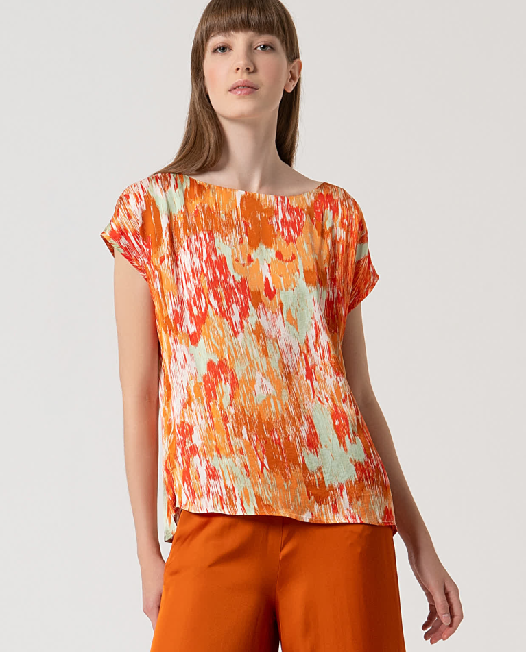 ﻿surkana Camiseta satinada estampada Multi Superdescuento