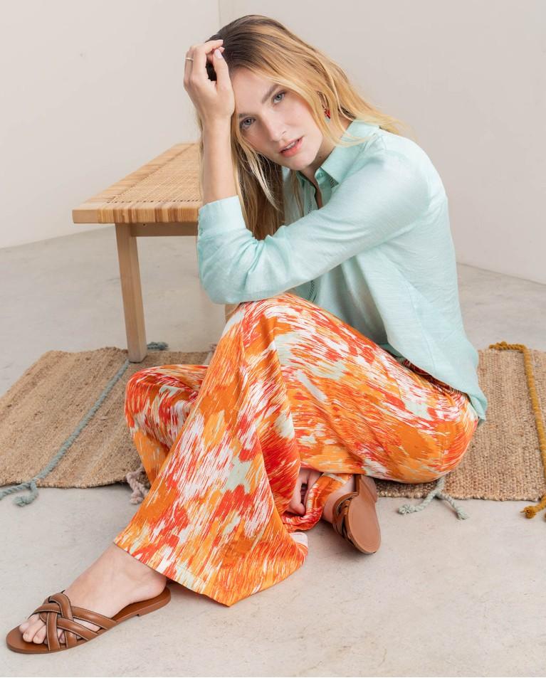 surkana Pantalón palazzo satinado estampado Multi En oferta