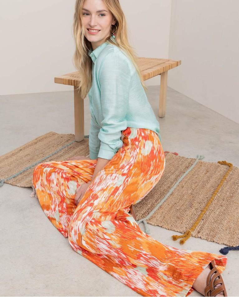 surkana Pantalón palazzo satinado estampado Multi En oferta