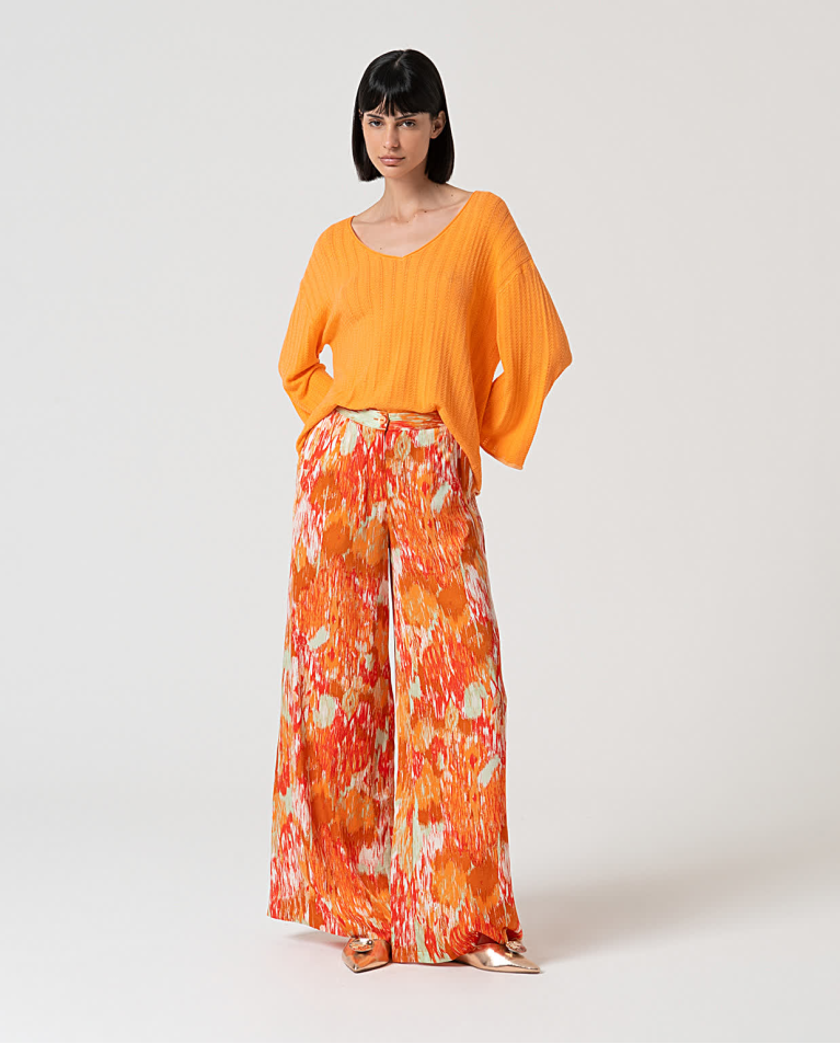 surkana Pantalón palazzo satinado estampado Multi En oferta