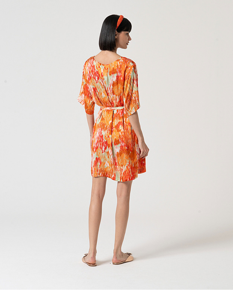 surkana Vestido túnica satinado estampado Multi Libre de impuestos