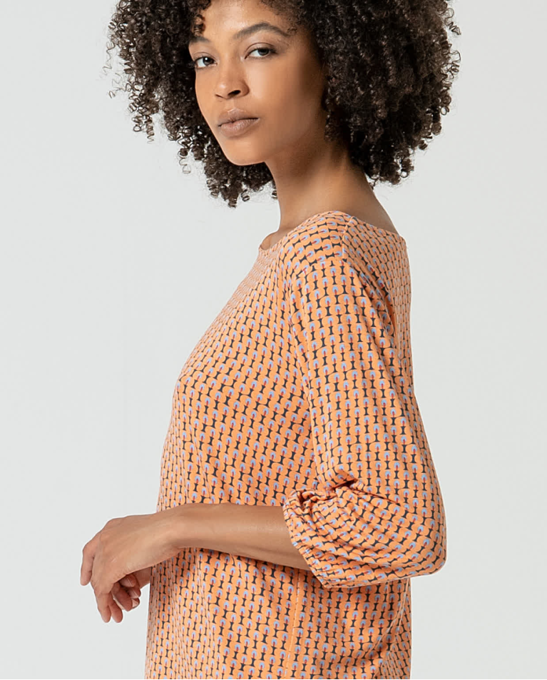 surkana Camiseta elástica amplia estampada Naranja Última moda