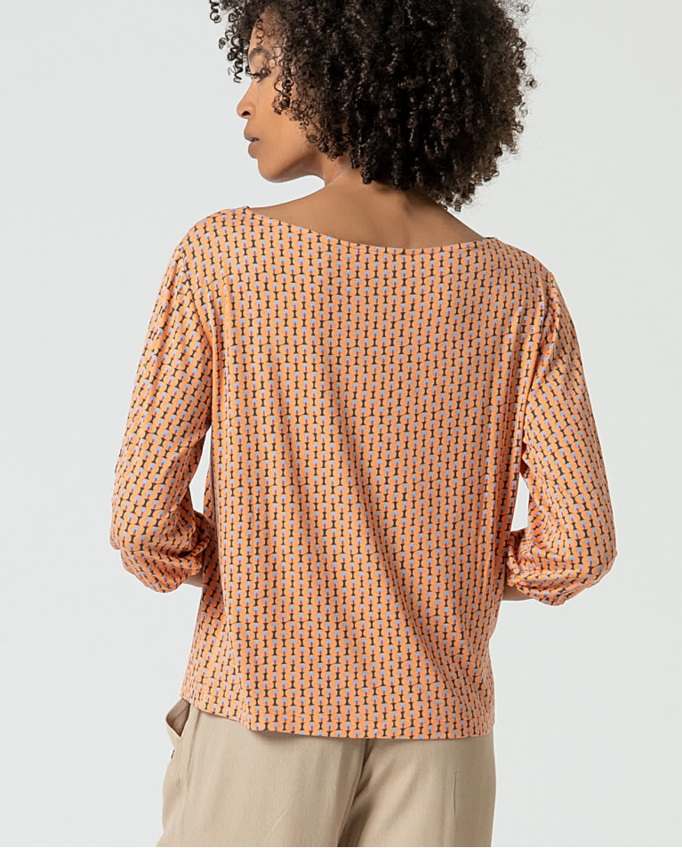 surkana Camiseta elástica amplia estampada Naranja Última moda