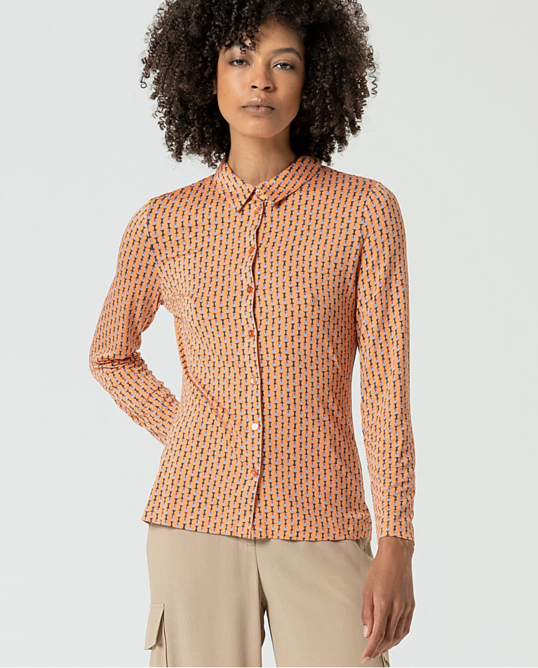surkana Camisa elástica manga larga estampada Naranja