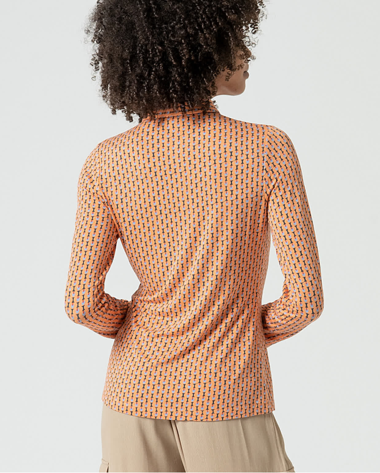 surkana Camisa elástica manga larga estampada Naranja Descuento por venta flash