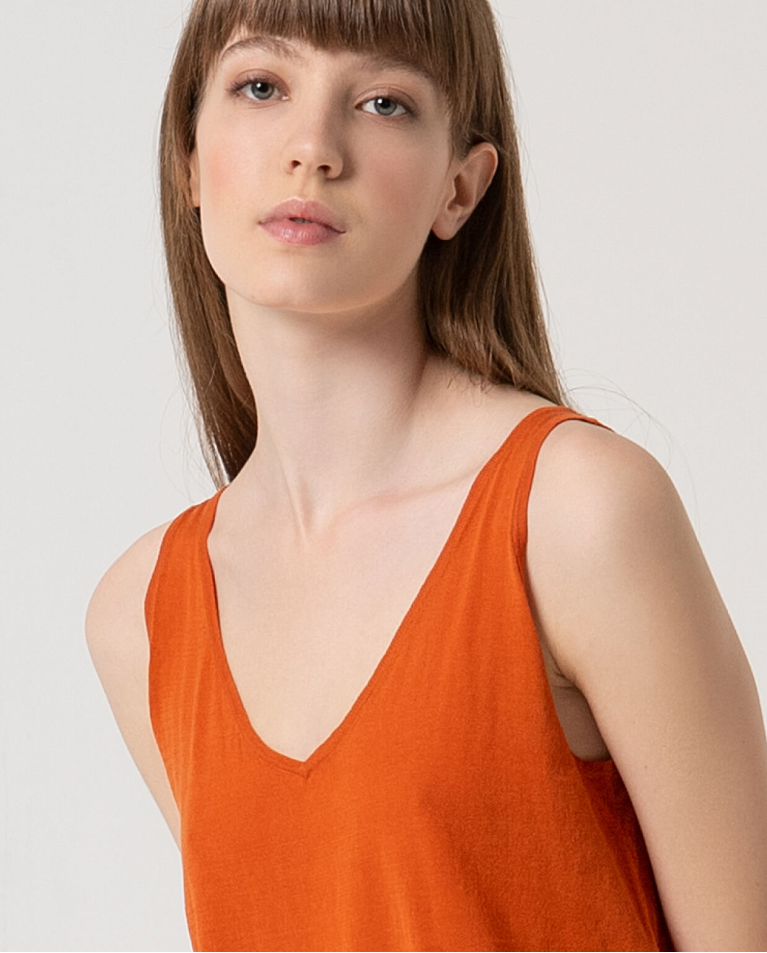 surkana Top básico tirantes algodón Teja Ofertas especiales