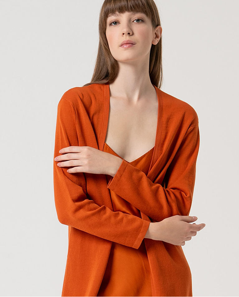 surkana Cárdigan largo algodón liso Teja Precio ultrabajo
