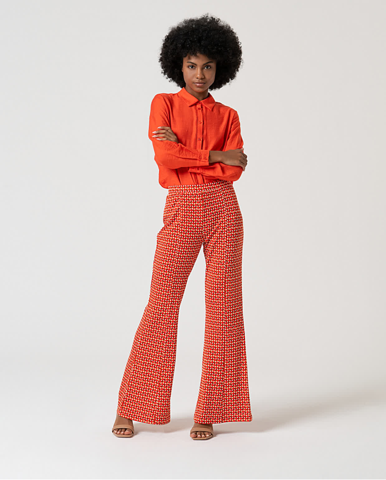surkana Pantalón flare elástico estampado Rojo