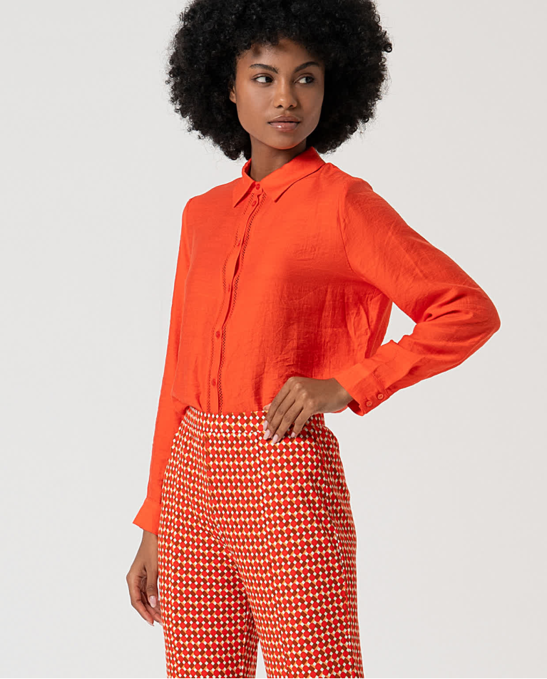 surkana Pantalón flare elástico estampado Rojo Outlet online