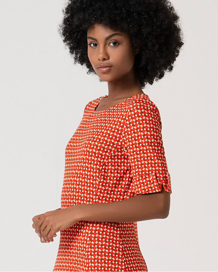 surkana Vestido midi elástico estampado Rojo Rebajas