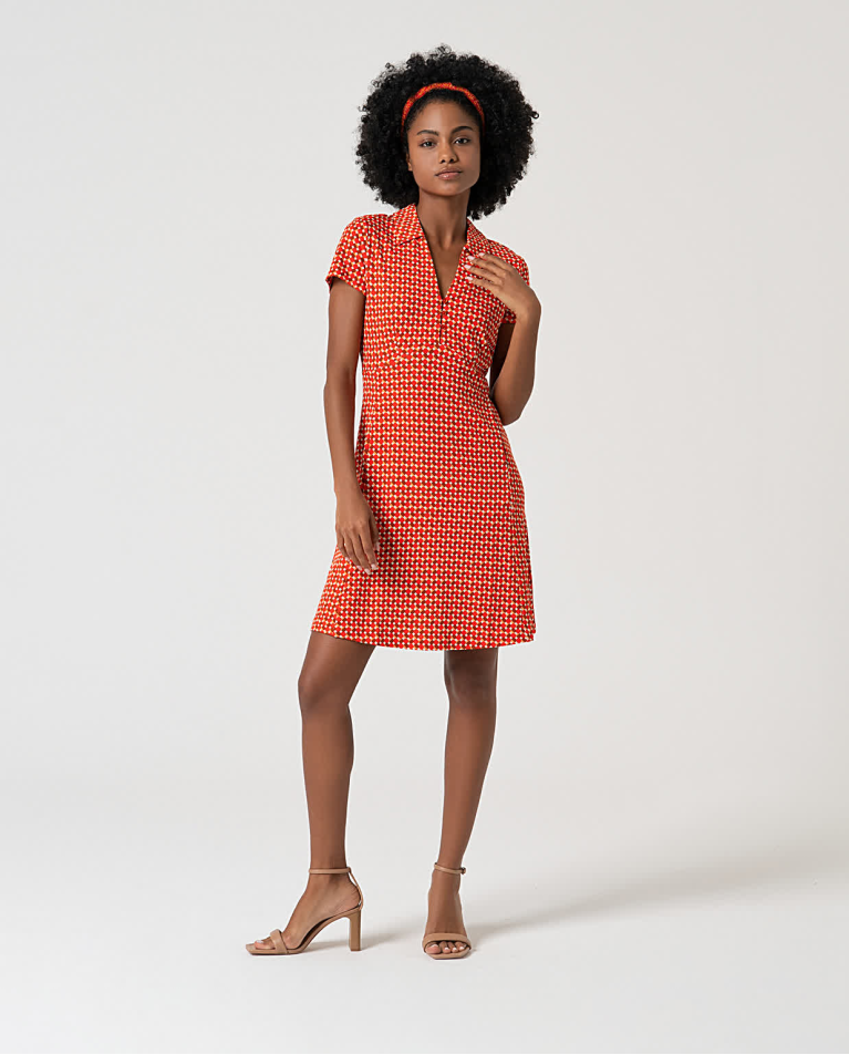 surkana Vestido corto elástico camisero Rojo