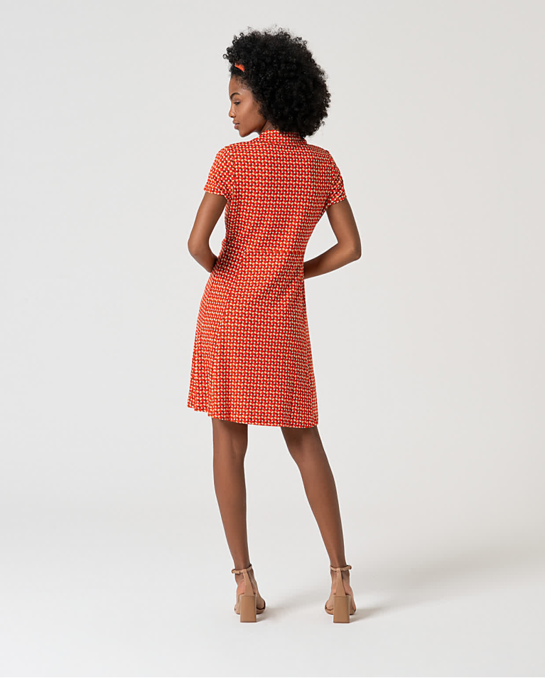 surkana Vestido corto elástico camisero Rojo Ofertas