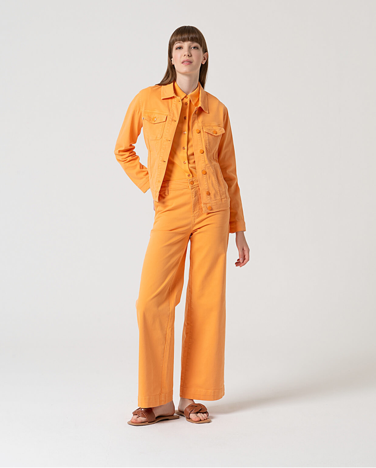 surkana Pantalón flare denim liso Mandarina En oferta