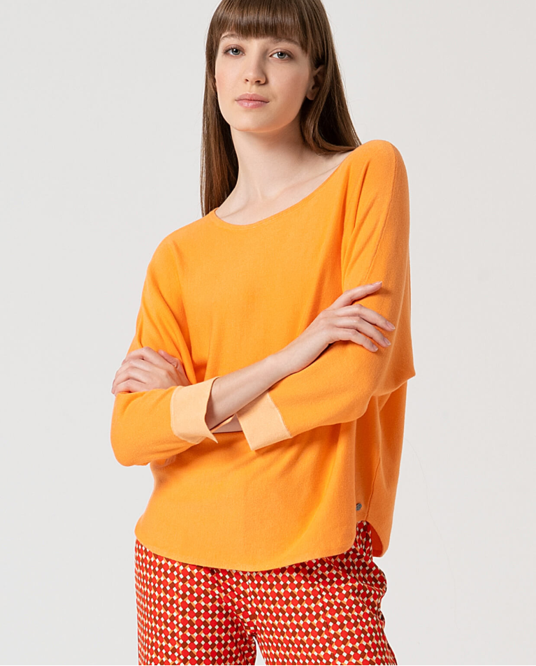 surkana Jersey de punto manga murciélago Naranja