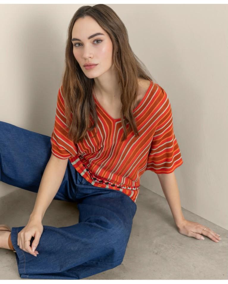surkana Jersey de punto manga murciélago Naranja Rebajas baratas