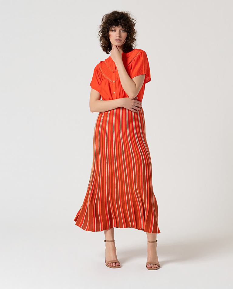 surkana Falda midi de punto Naranja