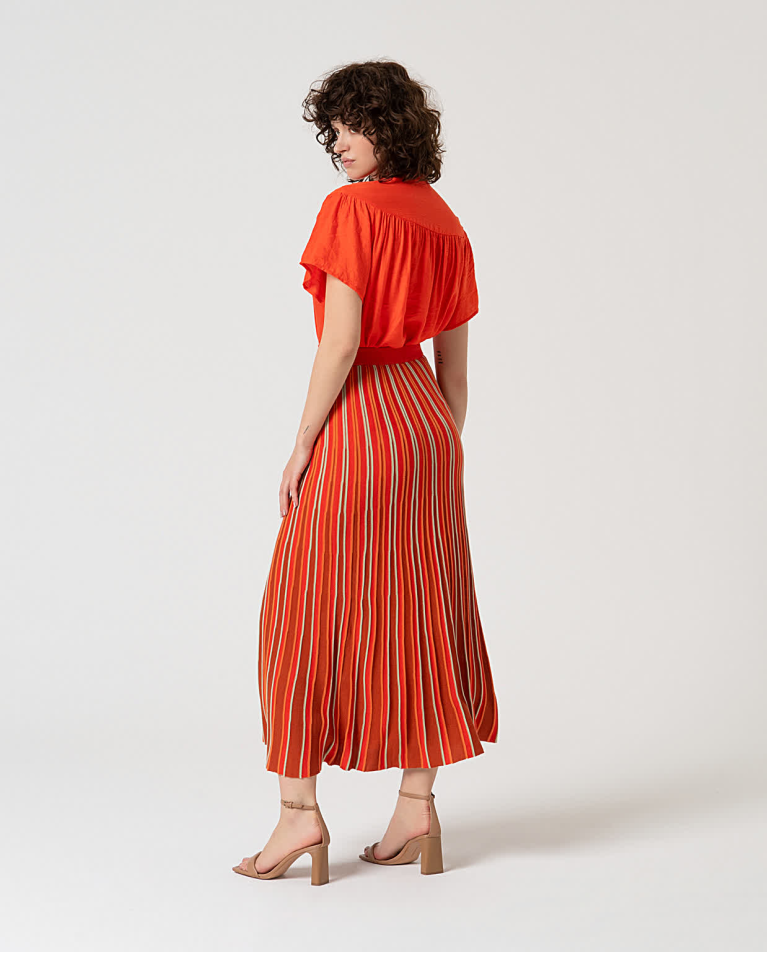 surkana Falda midi de punto Naranja Rebajas de fábrica
