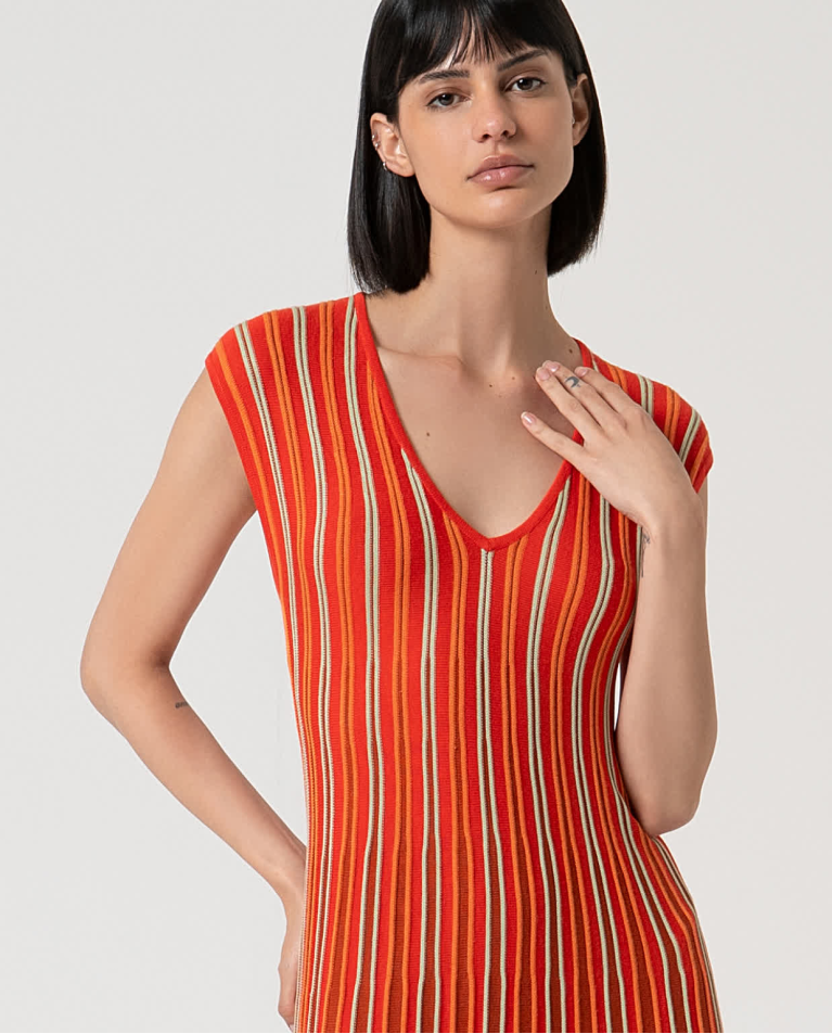 surkana Vestido midi de punto Naranja Los más vendidos