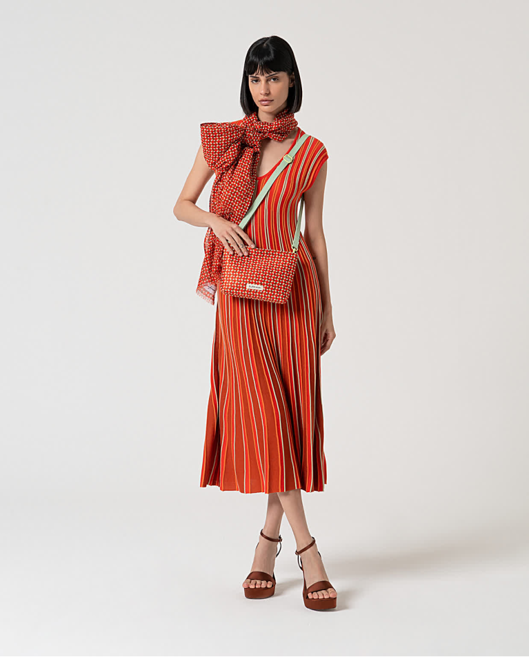 surkana Vestido midi de punto Naranja Los más vendidos