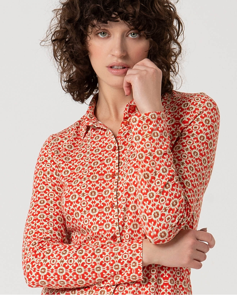 surkana Camisa elástica manga larga estampada Rosa Tienda