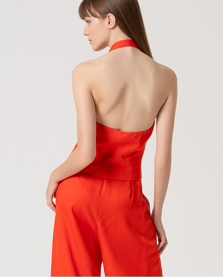 surkana Chaleco cuello halter liso Naranja Rebajas online
