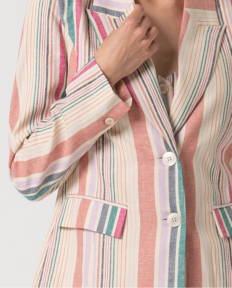 surkana Blazer de lino de rayas Multi Envío gratis