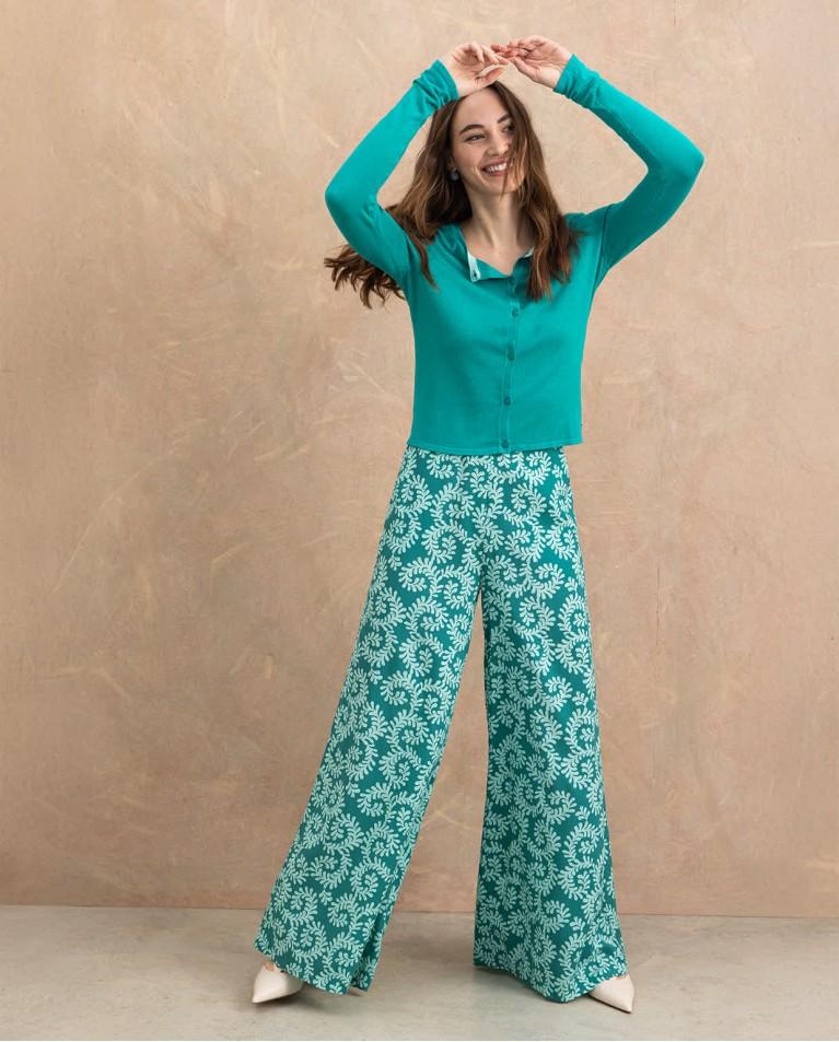 surkana Pantalón wide leg estampado Verde Agua Últimos 3 días
