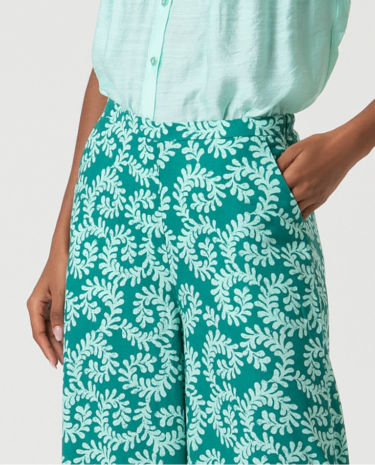 surkana Pantalón wide leg estampado Verde Agua Últimos 3 días