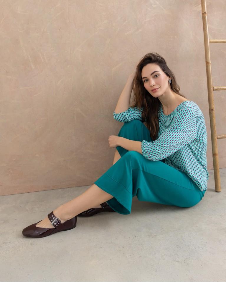 surkana Pantalón cropped elástico liso Esmeralda Último día