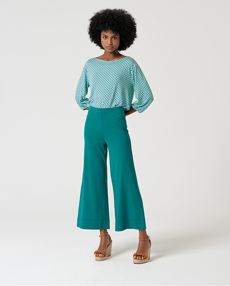 surkana Pantalón cropped elástico liso Esmeralda Último día