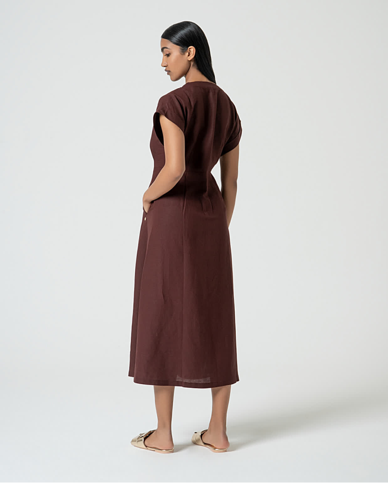 surkana Vestido camisero de lino Marrón Promoción trimestral