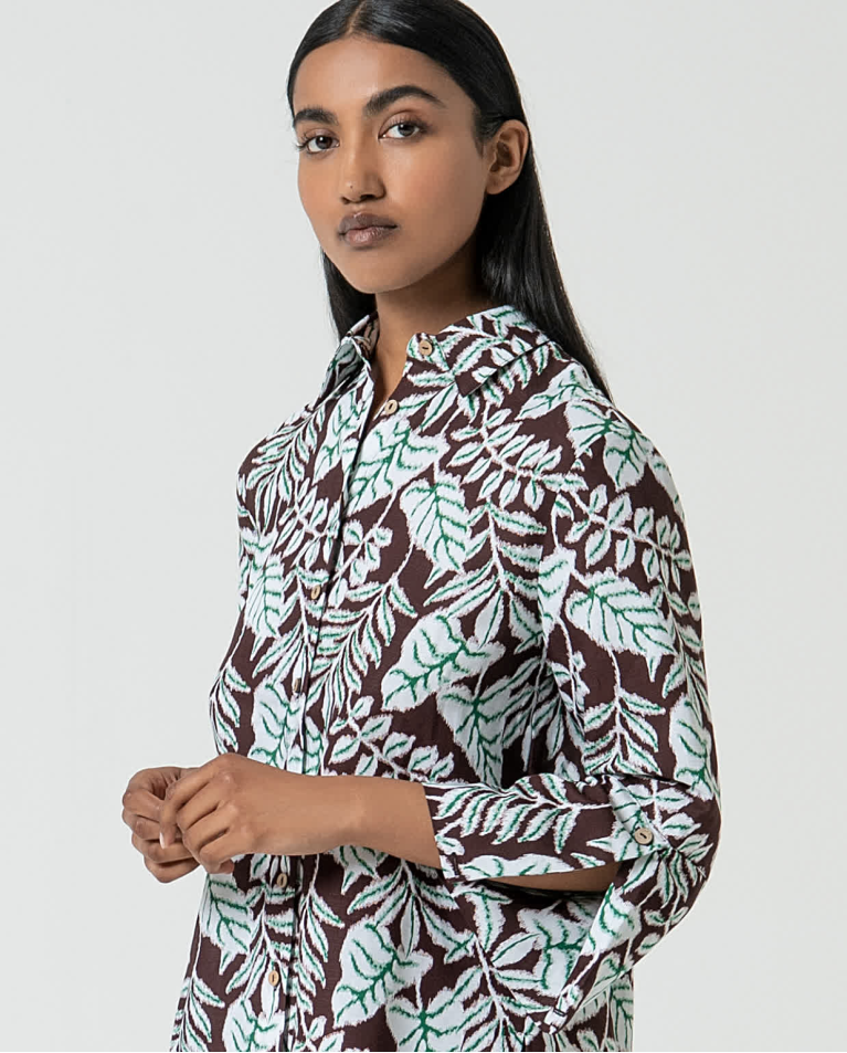 surkana Camisa oversize de lino estampada Marrón Solo queda un día