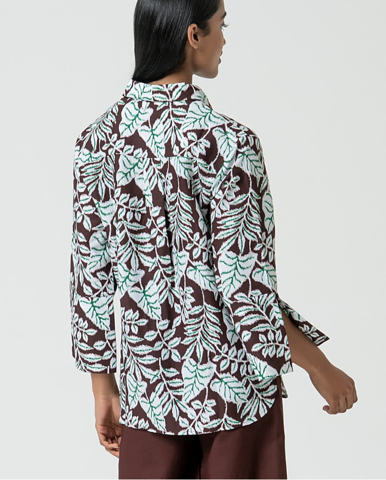 surkana Camisa oversize de lino estampada Marrón Solo queda un día