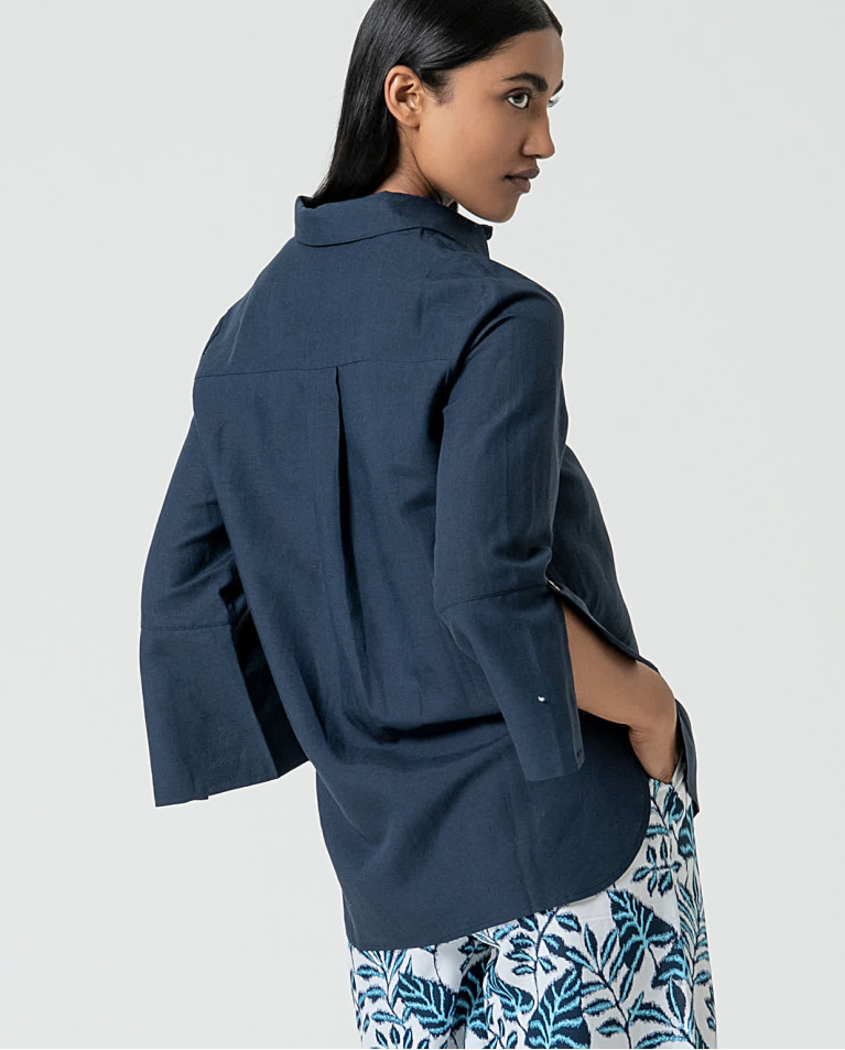 surkana Camisa oversize de lino Marino Liquidación