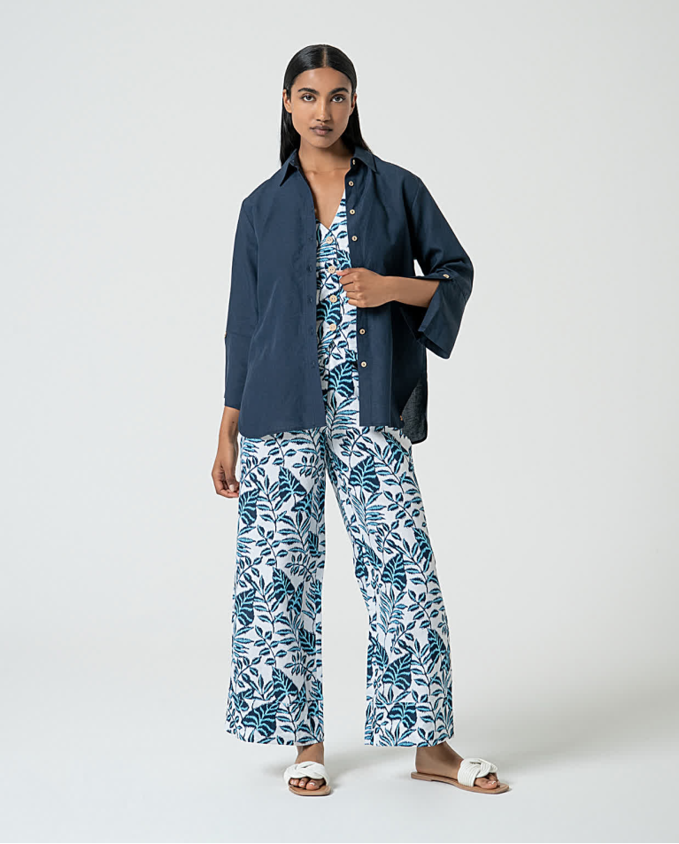 surkana Camisa oversize de lino Marino Liquidación