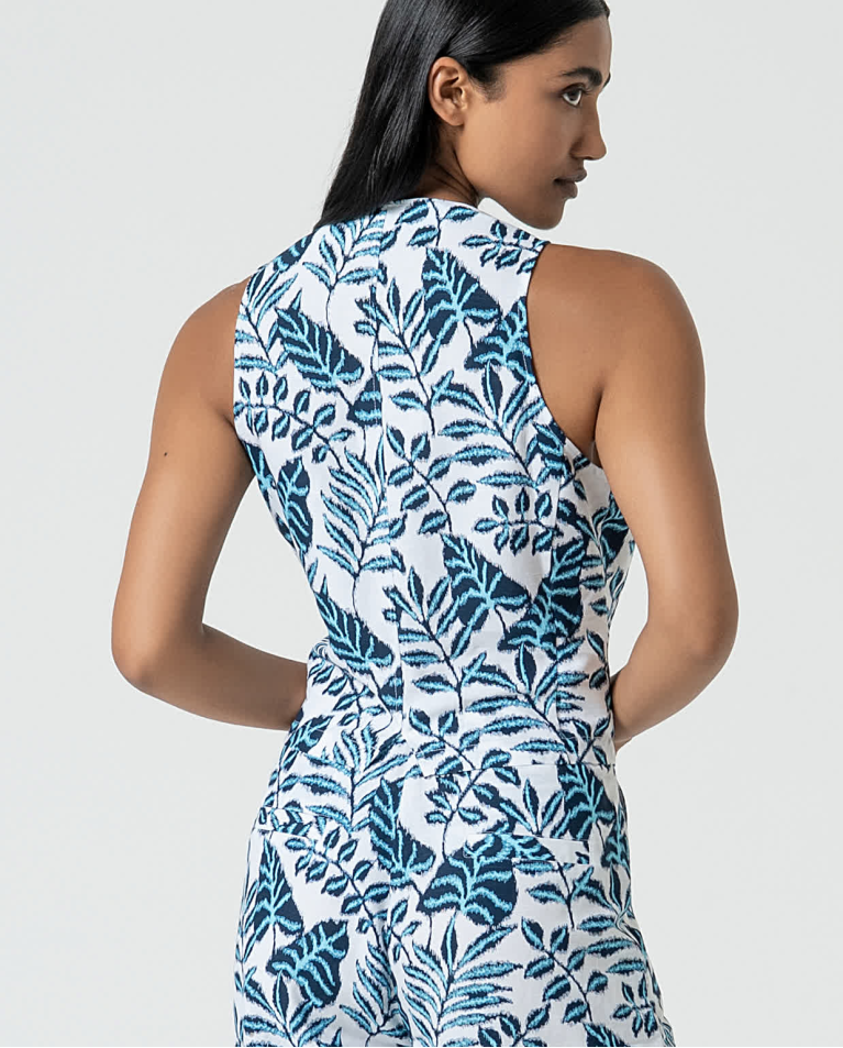 surkana Chaleco de lino estampado Azul Ahorra y exporta