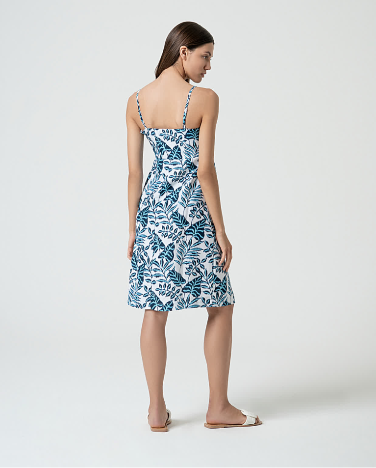 surkana Vestido corto de lino estampado Azul Libre de impuestos