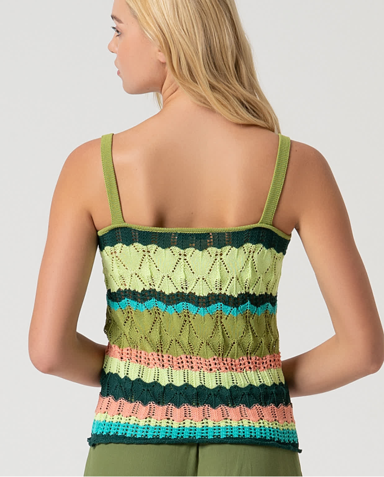 surkana Top tirantes de crochet Verde Descuentos del mes