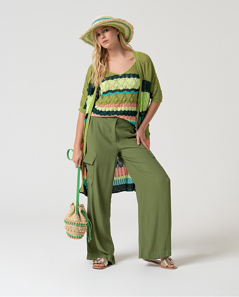 surkana Top tirantes de crochet Verde Descuentos del mes