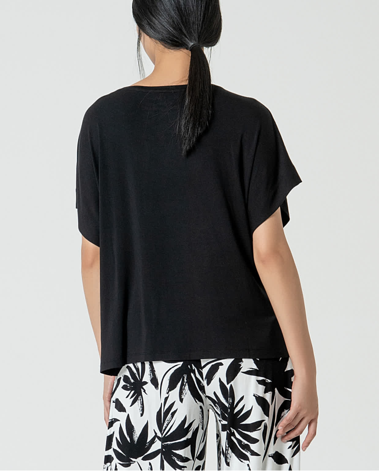 surkana Camiseta elástica bamboo lisa Negro Ofertas especiales