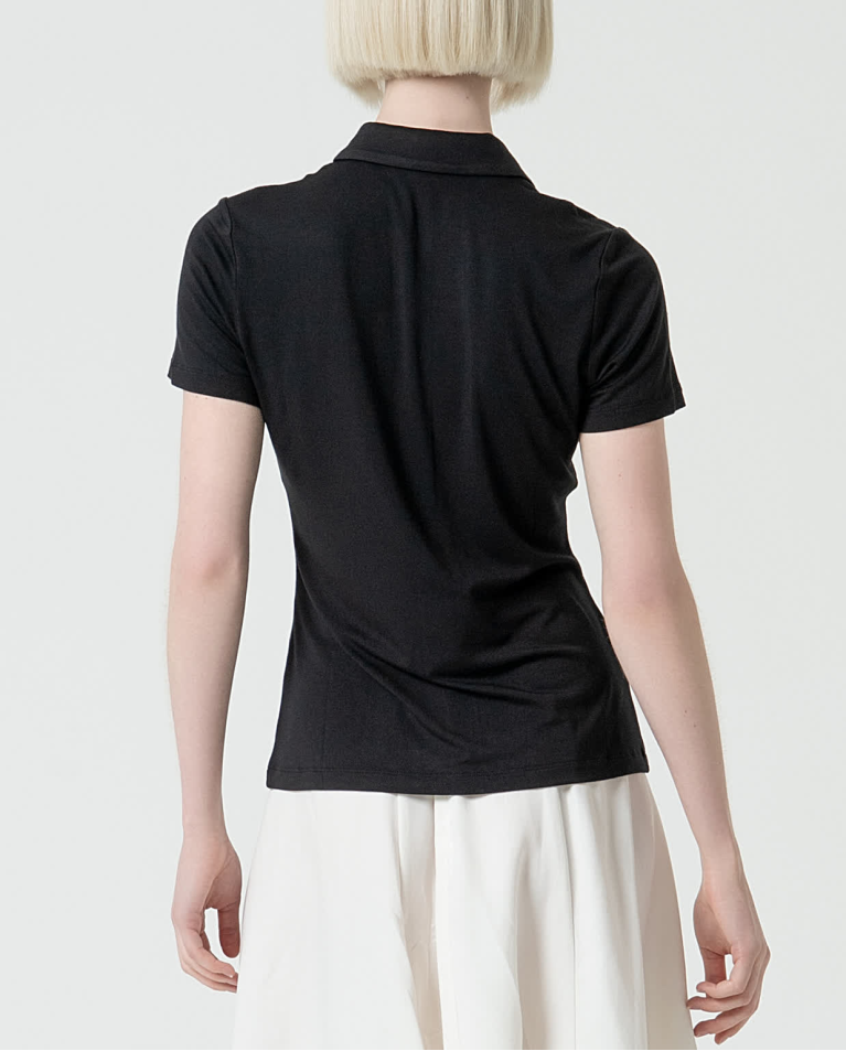 surkana Camisa básica bamboo lisa Negro Precio ultrabajo