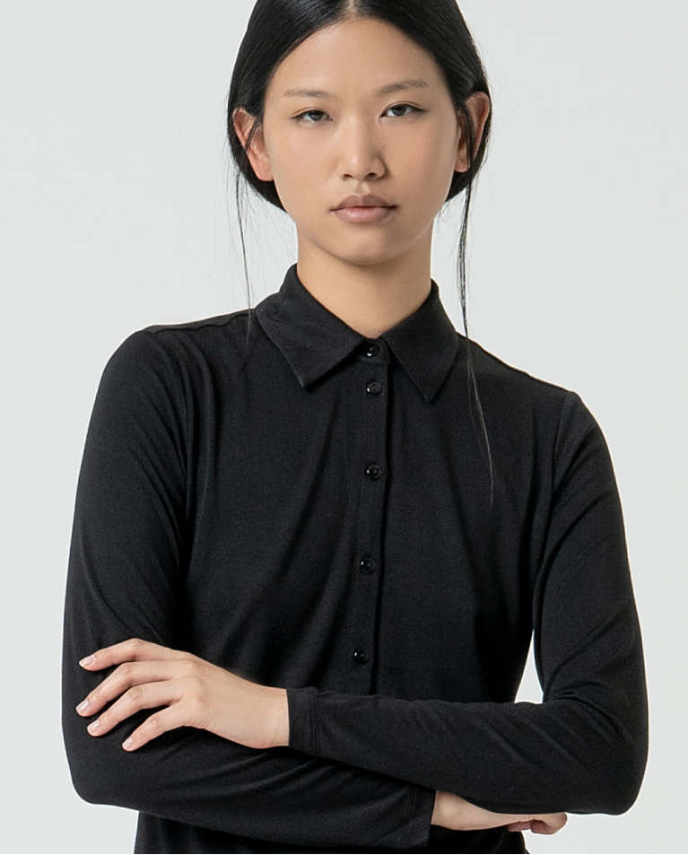 surkana Camisa básica bamboo lisa Negro Devoluciones gratuitas