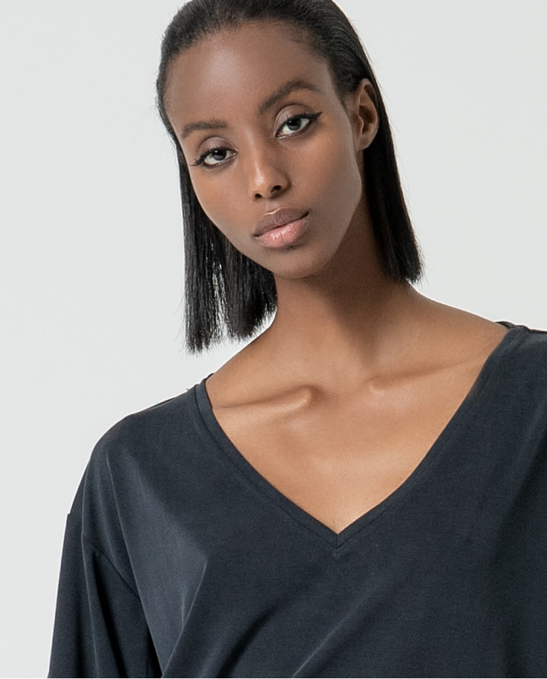 surkana Camiseta elástica amplia lisa Negro 2025