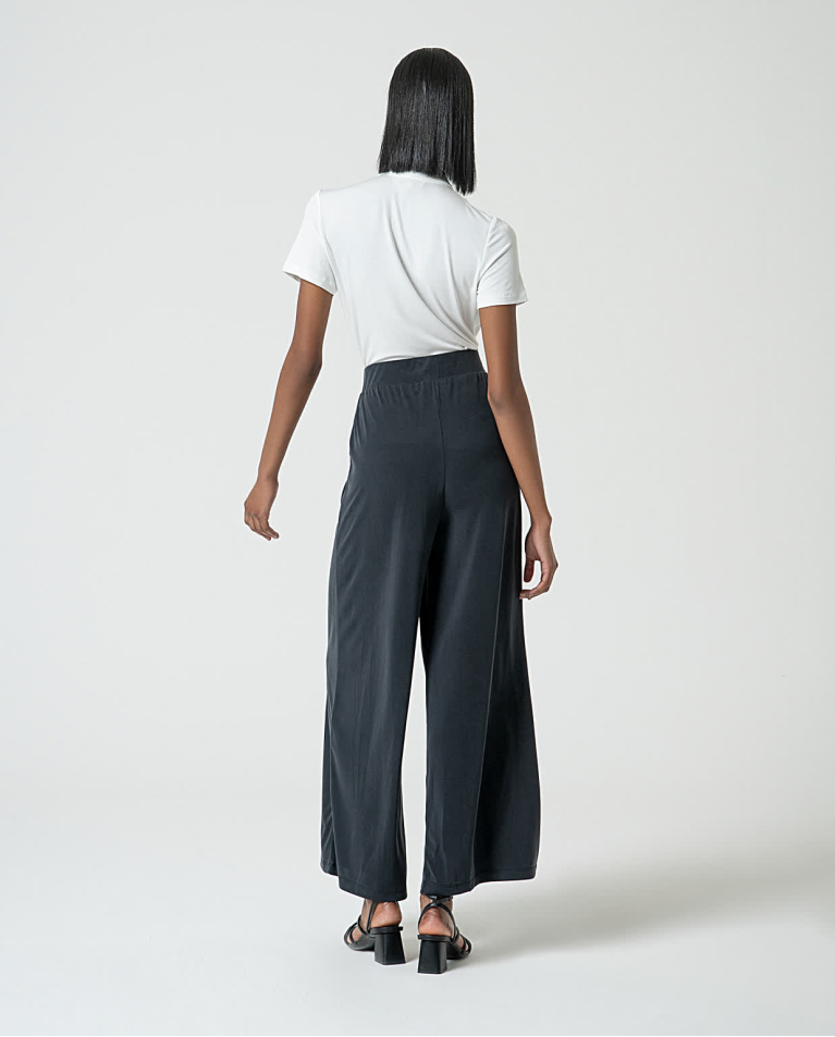 surkana Pantalón largo wide leg elástico Negro Outlet