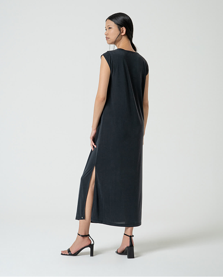 surkana Vestido largo elástico recto Negro Rebajas