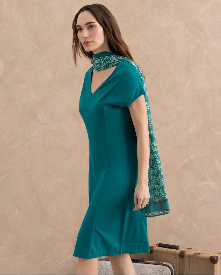 surkana Vestido elástico básico liso Esmeralda En oferta