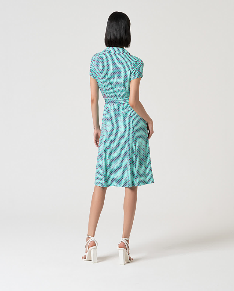 surkana Vestido elástico camisero estampado Verde Agua Ventas relámpago