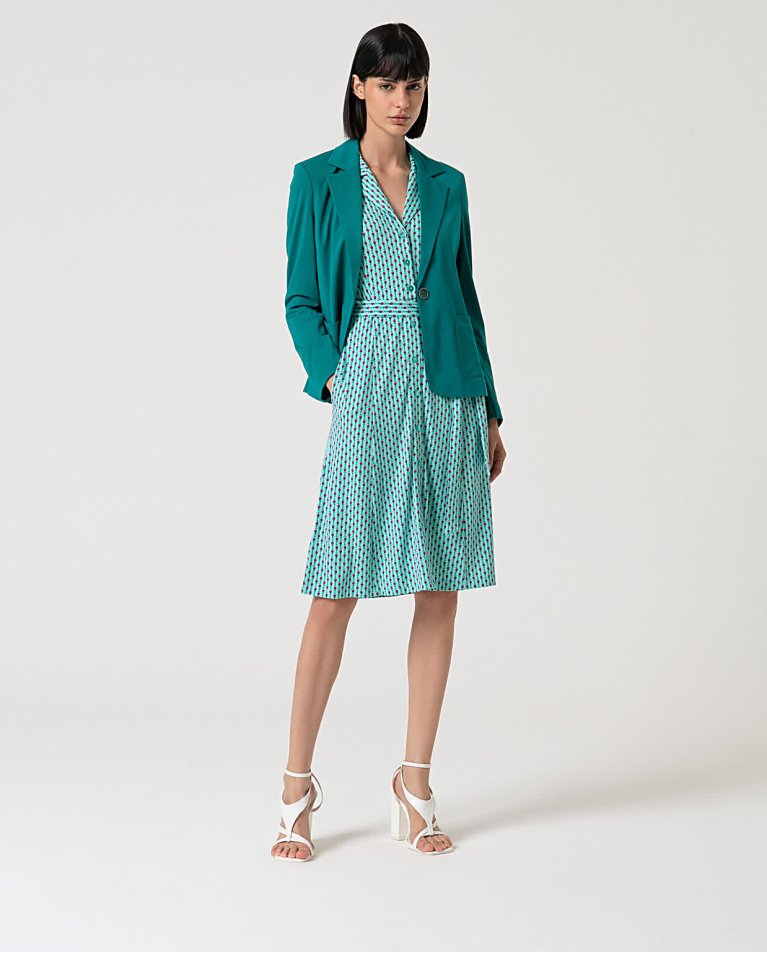 surkana Vestido elástico camisero estampado Verde Agua Ventas relámpago